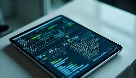 Clean workspace showing high-tech technology integration and efficient data visualizations