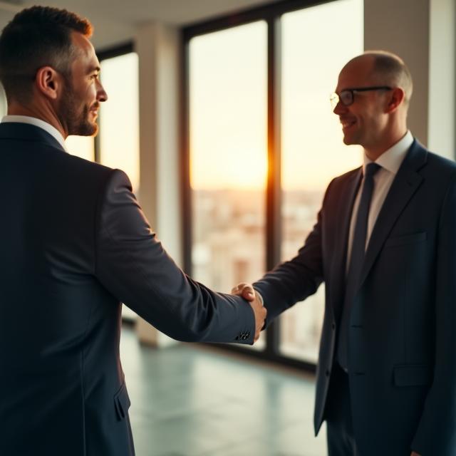Senior consultant discussing data-driven results with clients in a professional setting